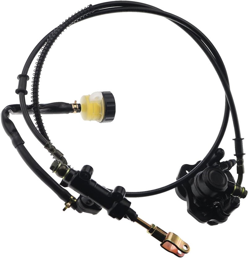 PRO BAT Rear Hydraulic Brake Assembly Caliper Master Cylinder Kit + Disc Brake Rotor + Brake Pad for Go Kart Golf Cart ATV Buggy Coolster Taotao 50cc 150cc 200cc 250cc (Black) - Image 4